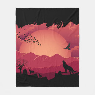 Dier Over de Berg Zonsondergang Fleece Deken