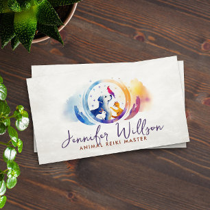 Dier Reiki Genezing Watercolor Kunst Visitekaartje