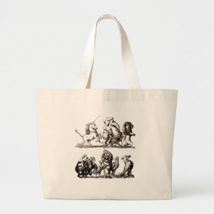 Dier Schattig Kunst Eenhoorn Olifant Leeuw Dierenp Grote Tote Bag