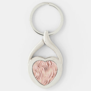 Dier Zebra Strepen Helder Roze Goud Brons Sleutelhanger