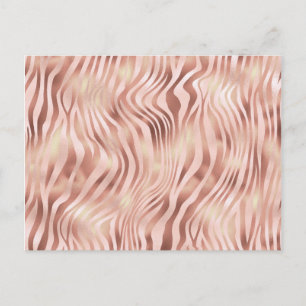 Dier Zebra Strepen Helder Roze Gouden Brons Briefkaart