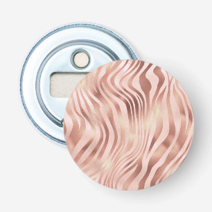 Dier Zebra Strepen Helder Roze Gouden Brons Button Flesopener