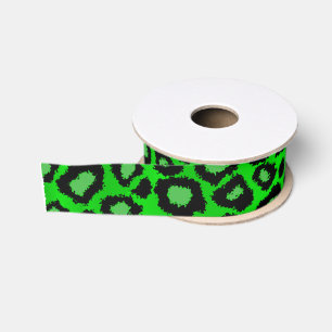 Dierafdrukken van leopard  Leeggroen Grosgrain Lint