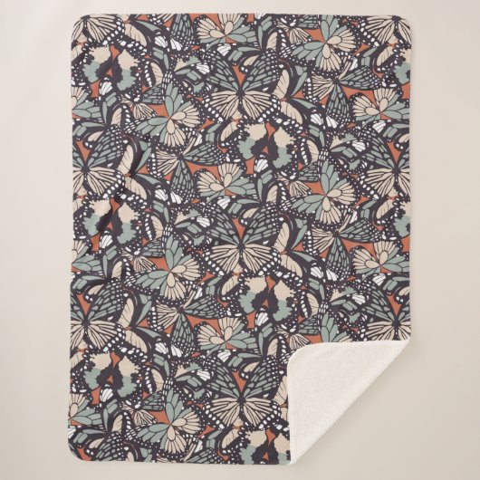 Dierafdrukken van Monarch-vlinder Sherpa Deken (Voorkant)