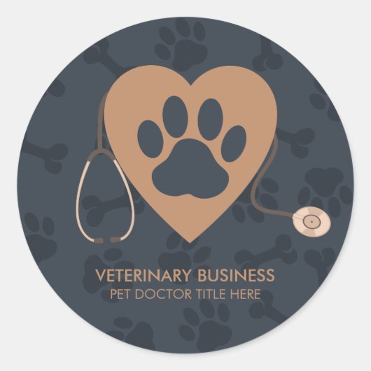 Dierarts Paws Heart Huisdierziekenhuis Ronde Sticker (Voorkant)