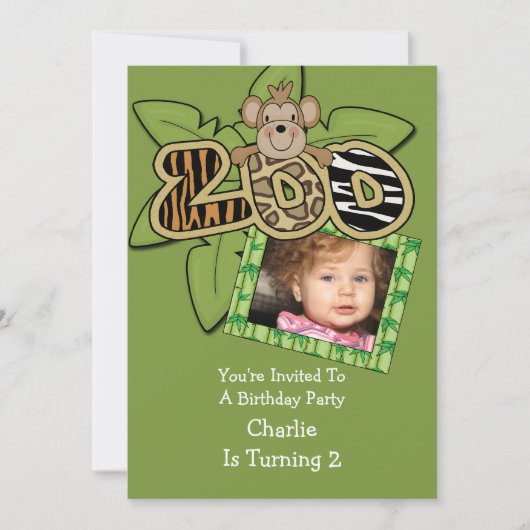 Dierdierentuin Birthday Party Kaart (Voorkant)