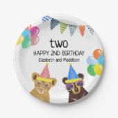 Dieren 2e verjaardag papieren bordje (Voorkant)