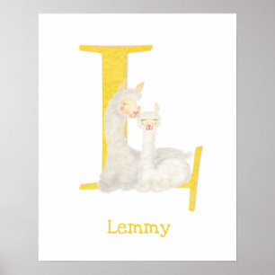 Dieren ABC L is voor lama print