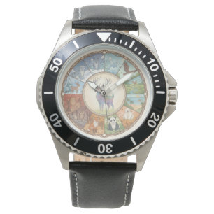 Dieren afbeelding ronde coaster sticker horloge