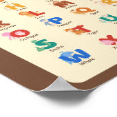 Dieren Alphabet School Onderwijs Leren Poster (Hoek)