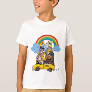 Dieren, auto's, regenbogen t-shirt