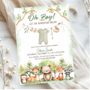 Dieren Avontuur waslijn baby shower Kaart