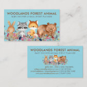 Dieren Baby Beer Fox Raccoon Konijn blauw Visitekaartje (Voorkant / Achterkant)