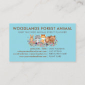 Dieren Baby Beer Fox Raccoon Konijn blauw Visitekaartje (Achterkant)