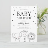 Dieren Baby shower nodigen Zoo Safari Oerwoud uit Kaart (Staand voorkant)