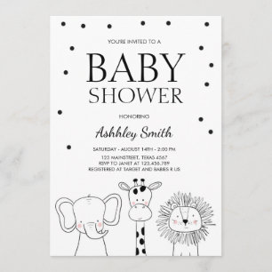 Dieren Baby shower nodigen Zoo Safari Oerwoud uit Kaart