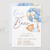 Dieren Beer Pastel Jongen 1e Verjaardagsfeestje Kaart (Voorkant / Achterkant)