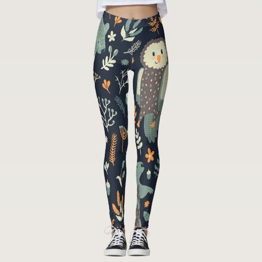  Dieren Bloemen Naadloze Textuur Leggings (Voorkant)