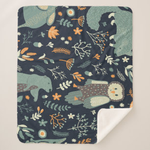  Dieren Bloemen Naadloze Textuur Sherpa Deken