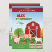 Dieren Boerderij Verjaardagsuitnodiging Barnyard V Kaart (Voorkant / Achterkant)