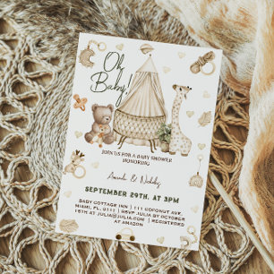 Dieren Boho Baby Shower Uitnodiging
