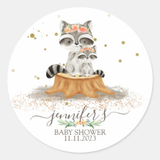 Dieren bont Wasbeer Familie Favoriet Ronde Sticker