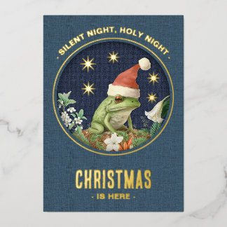Dieren Bos echt folie Kerstkaart - Kikker Feestdagenkaart