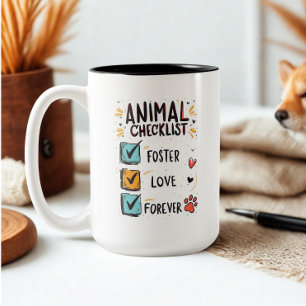 Dieren Checklijst Foster Love Forever Reddingscade Tweekleurige Koffiemok