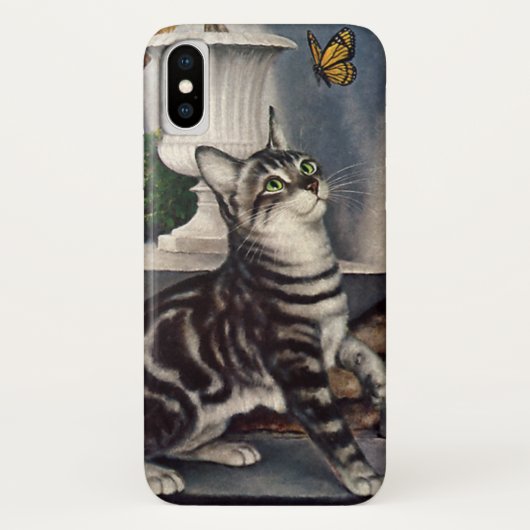  dieren, cute Tabby Cat snd Butterfly Case-Mate iPhone Case (Achterkant)