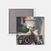  dieren, cute Tabby Cat snd Butterfly Magneet (Voorkant / Achterkant)