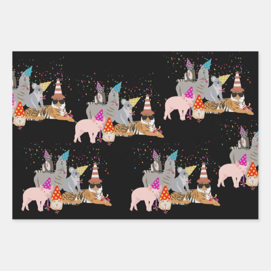 Dieren die partij zijn - Schuddieren met een parti Inpakpapier Vel (Voorkant 3)
