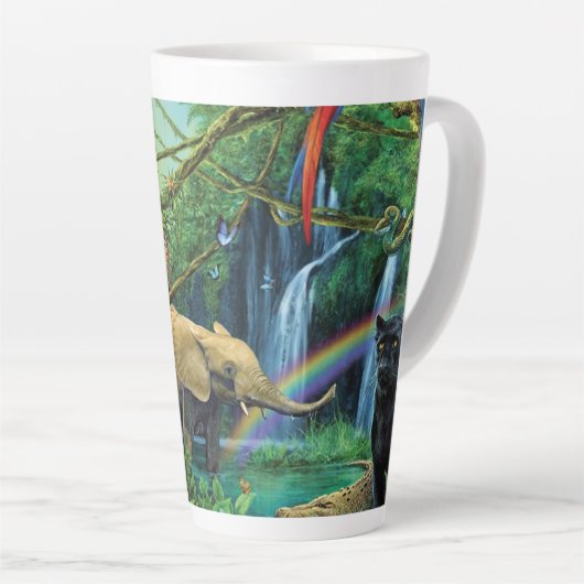 Dieren die samenleven werpen kussen latte mok (Rechterhoek)