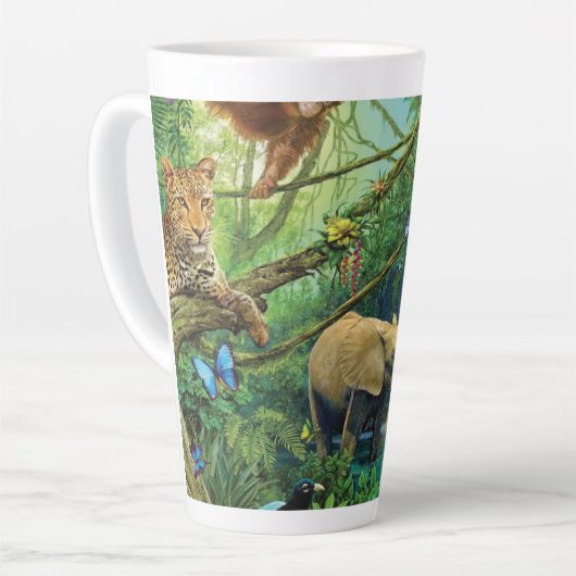 Dieren die samenleven werpen kussen latte mok (Linkerhoek)