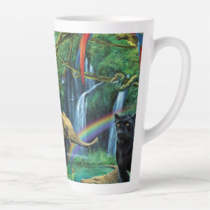 Dieren die samenleven werpen kussen latte mok