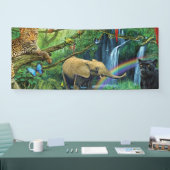 Dieren die samenleven werpen kussen spandoek (Beurs)