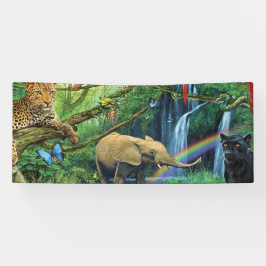 Dieren die samenleven werpen kussen spandoek (Horizontaal)