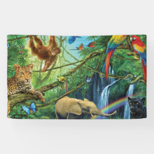 Dieren die samenleven werpen kussen spandoek
