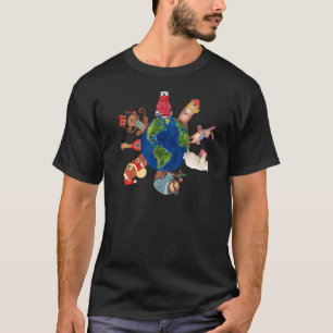 Dieren door de wereld rond de kerstgeest klinken K T-shirt