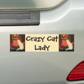 dieren, elegante witte kat, herfstbloemen bumpersticker (Op auto)