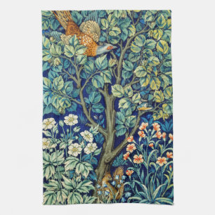 Dieren en bloemen, bos, William Morris Theedoek