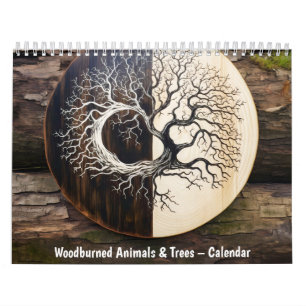 Dieren en bomen met brandtechniek – 2026 Agenda Kalender