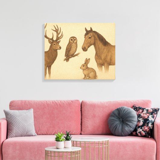  dieren en dieren kunst canvas afdruk (Insitu (Woonkamer))