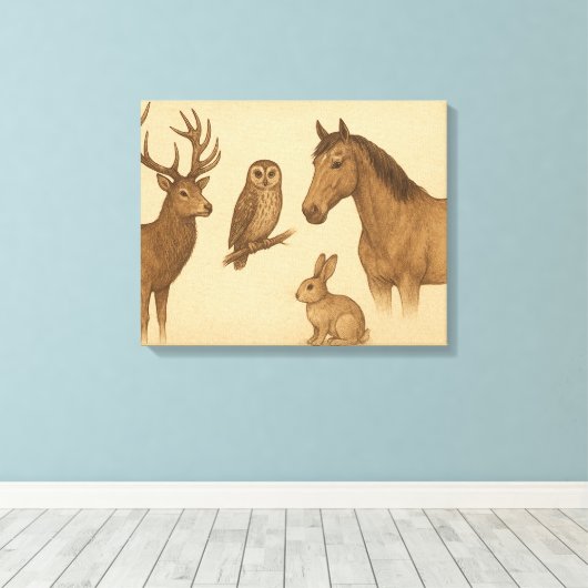  dieren en dieren kunst canvas afdruk (Insitu (Houten vloer))