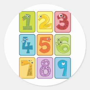 Dieren en nummers ronde sticker