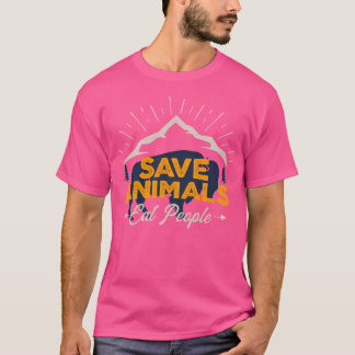 Dieren eten mensen actief op t-shirt