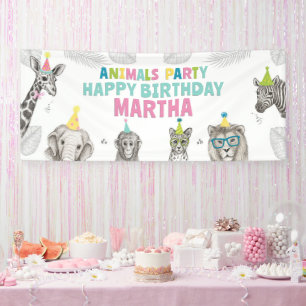 Dieren Feest Wild Animal Verjaardag Spandoek