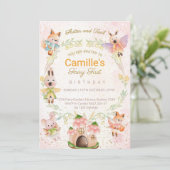 Dieren feesten verjaardagsfeest kaart (Staand voorkant)