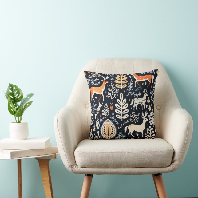 Dieren Folk Pattern Kussen (Stoel)