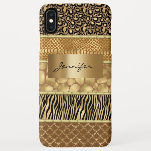 Dieren Gemengde Gouden Zebra Giraffe Slang Huiden Case-Mate iPhone Case (Achterkant)
