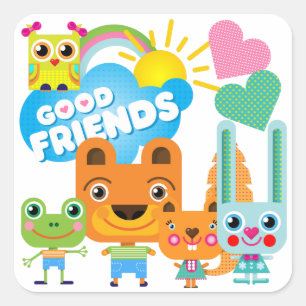 Dieren Goede Vrienden Vierkante Sticker